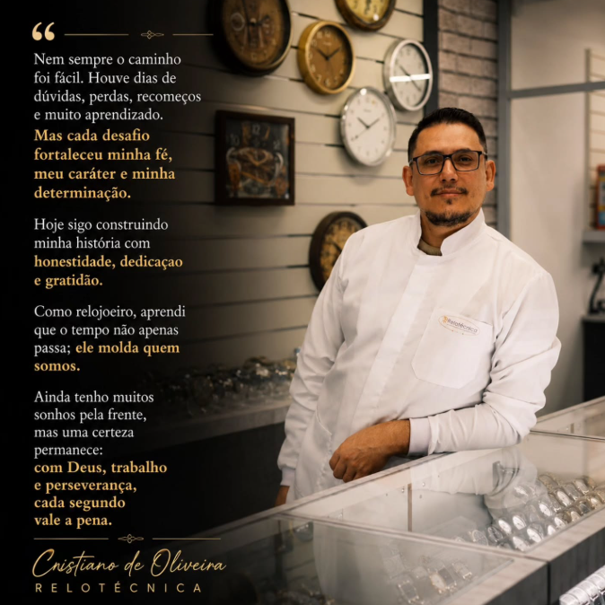 Cristiano de Oliveira, relojoeiro da Relotécnica