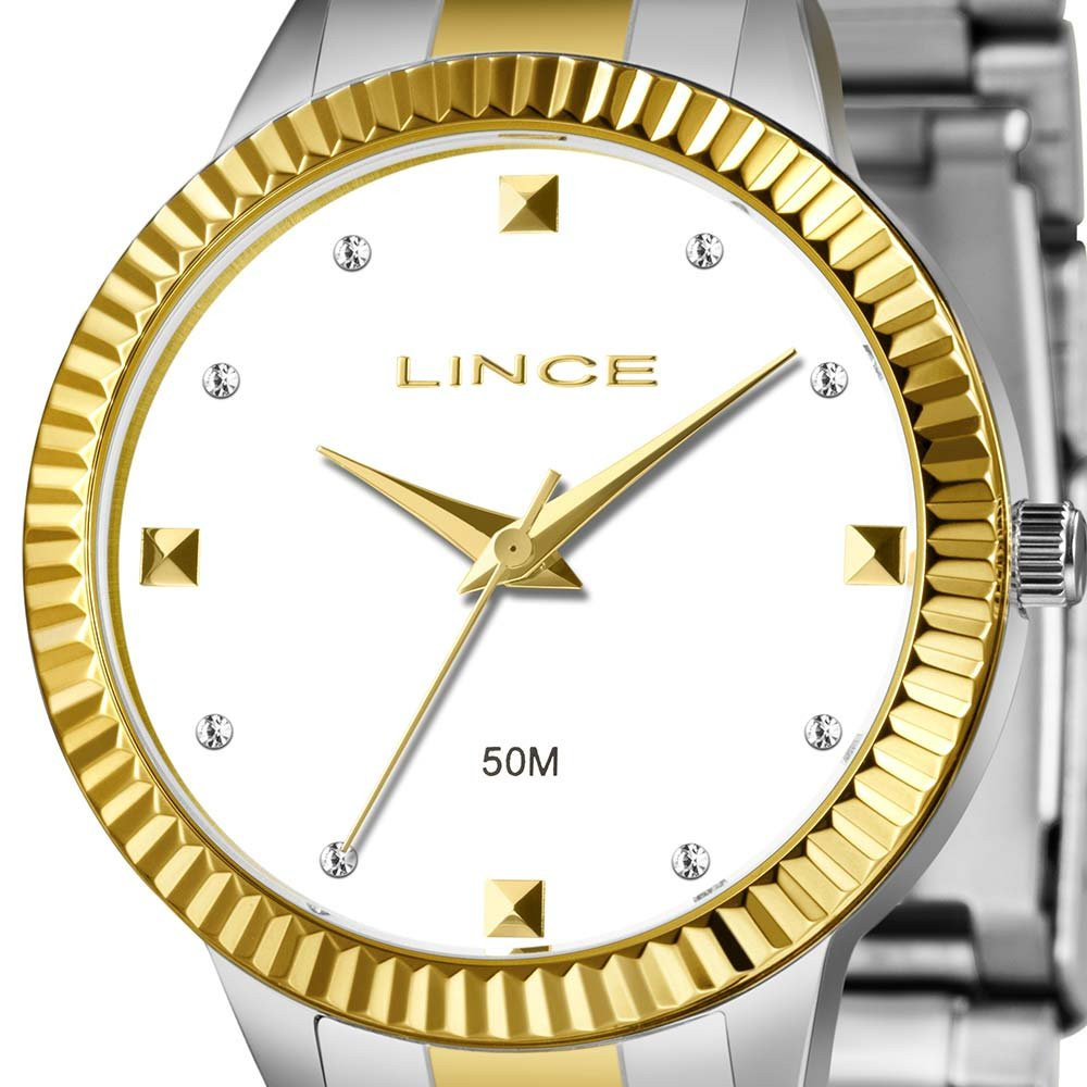 RELOGIO LINCE ANALOGICO PRATA/DOURADO