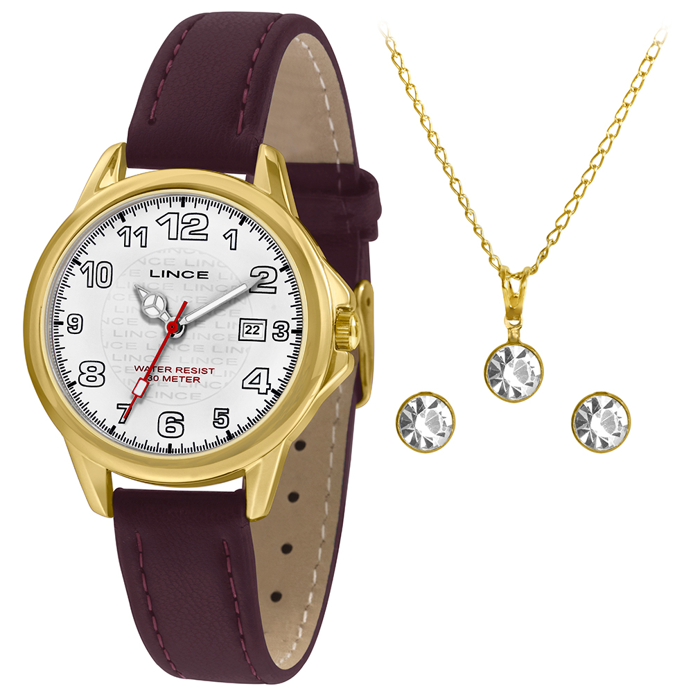 RELOGIO LINCE ANALOGICO DOURADO