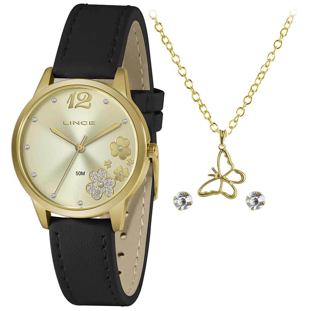 RELOGIO LINCE ANALOGICO DOURADO